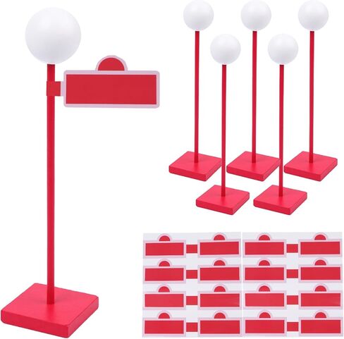 6 Pcs 8'' Street Sign Lamp Post Centerpiece Wooden Lamp Post with 24 Street Party Sign Stickers 3D Ball Shape Street Sign Props for Friends Birthday Decorations City Road Theme Party Decoration in Kuwait