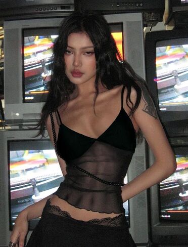Avidlove مثير القمم الشفافة للنساء شبكات المحاصيل انظر من خلال V العنق كامي سباغيتي حزام BRALETTE TANK TOP in Saudi Arabia