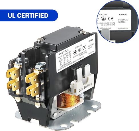 Dreyoo 24V Coil 1 Pole Air Conditioner Contactor, UL Certified Carrier HVAC Motor Contactor, Air Conditioner Replacement Relay, Compatible with C230b, Heat Pump, Refrigeration Systems (30 A) in Kuwait