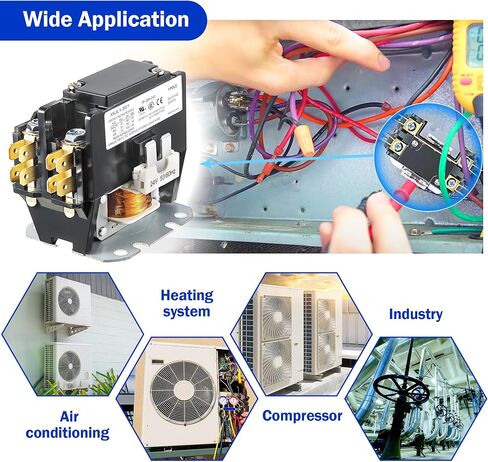 Dreyoo 24V Coil 1 Pole Air Conditioner Contactor, UL Certified Carrier HVAC Motor Contactor, Air Conditioner Replacement Relay, Compatible with C230b, Heat Pump, Refrigeration Systems (30 A) in Kuwait