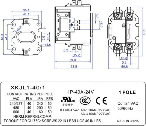 Dreyoo 24V Coil 1 Pole Pole Completer ، UL Carrier Carrier HVAC Motor Toval ، ترحيل استبدال مكيف الهواء ، متوافق مع C230B ، المضخة الحرارية ، أنظمة التبريد (30 أ) in Kuwait