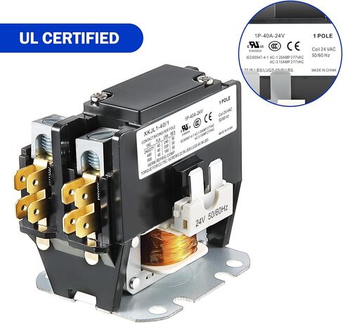 Dreyoo 24V Coil 1 Pole Pole Completer ، UL Carrier Carrier HVAC Motor Toval ، ترحيل استبدال مكيف الهواء ، متوافق مع C230B ، المضخة الحرارية ، أنظمة التبريد (30 أ) in Kuwait