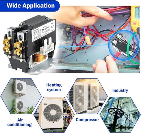 Dreyoo 24V Coil 1 Pole Pole Completer ، UL Carrier Carrier HVAC Motor Toval ، ترحيل استبدال مكيف الهواء ، متوافق مع C230B ، المضخة الحرارية ، أنظمة التبريد (30 أ) in Kuwait