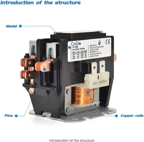 1 قطب مكيف الهواء الموصل 40 AMP 24VAC ملف ، مكثف موصل ضاغط الموصل AC محدد الغرض المقواه (حزمة 1 pcs) ... in Kuwait