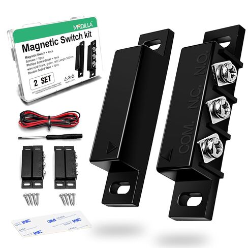 2 Pack Magnetic Reed Switch NO/NC, Wired Surface Mount Door Window Contact Sensor for Security Alarm, Black in Kuwait