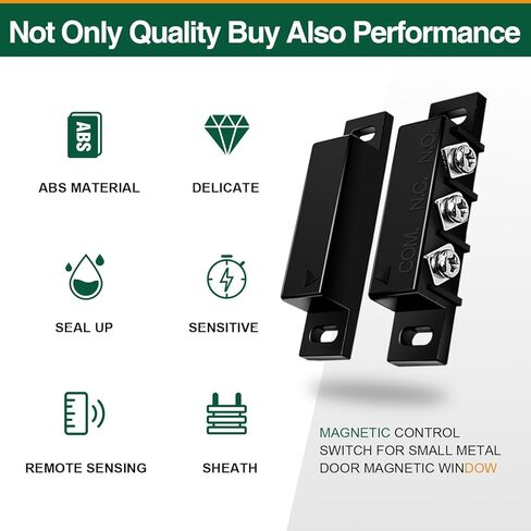 2 Pack Magnetic Reed Switch NO/NC, Wired Surface Mount Door Window Contact Sensor for Security Alarm, Black in Kuwait