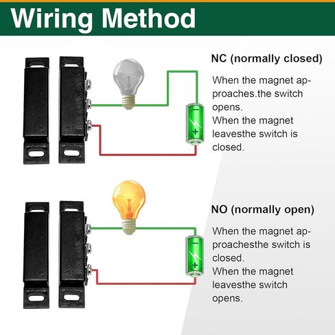 2 Pack Magnetic Reed Switch NO/NC, Wired Surface Mount Door Window Contact Sensor for Security Alarm, Black in Kuwait