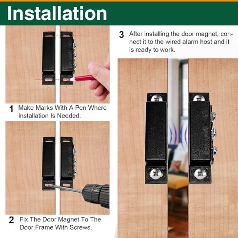 2 Pack Magnetic Reed Switch NO/NC, Wired Surface Mount Door Window Contact Sensor for Security Alarm, Black in Kuwait