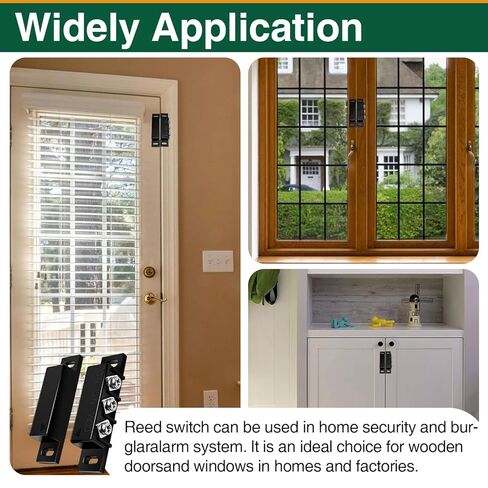 2 Pack Magnetic Reed Switch NO/NC, Wired Surface Mount Door Window Contact Sensor for Security Alarm, Black in Kuwait