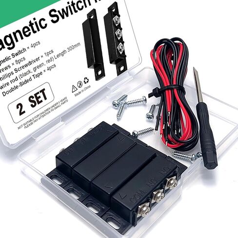 2 Pack Magnetic Reed Switch NO/NC, Wired Surface Mount Door Window Contact Sensor for Security Alarm, Black in Kuwait