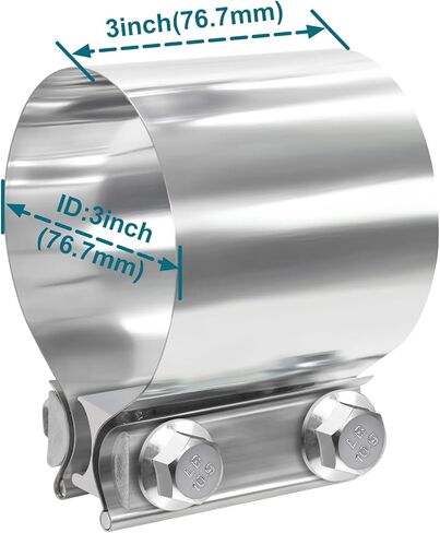 مشبك العادم ، مشابك العادم 2.5 بوصة ، مشبك كاتم الصوت 304 من الفولاذ المقاوم للصدأ ، مشابك عصابة العادم لأنابيب ID 2.5 "إلى 2.5" (2pcs). in Kuwait