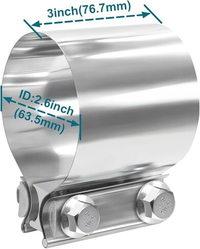 مشبك العادم ، مشابك العادم 2.5 بوصة ، مشبك كاتم الصوت 304 من الفولاذ المقاوم للصدأ ، مشابك عصابة العادم لأنابيب ID 2.5 "إلى 2.5" (2pcs). in Kuwait