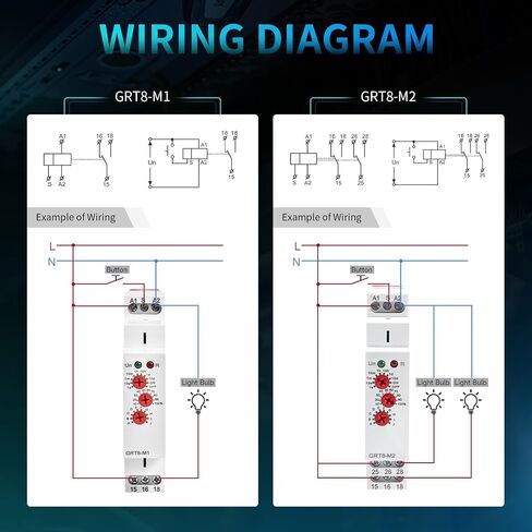 Multifunction Time Relay, 16A Delay ON Off GRT8-M1 AC DC 12-240V with 10 Relay Timer Control Delay Function Mode DIN Rail Electronic Relays of Wide Time Delay Range for 0.1 Seconds to 10 Days in Kuwait