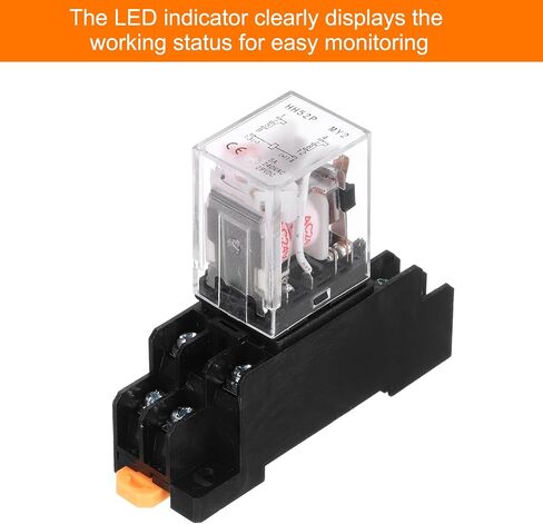 MECCANIXITY 6Pcs DC 24V Electromagnetic Power Relay, 8-Pin 5A Power Coil Relay with LED Indicator and Socket Base DPDT 2NO 2NC - MY2NJ for Industrial, Home Appliances and DIN Rail System in Saudi Arabia