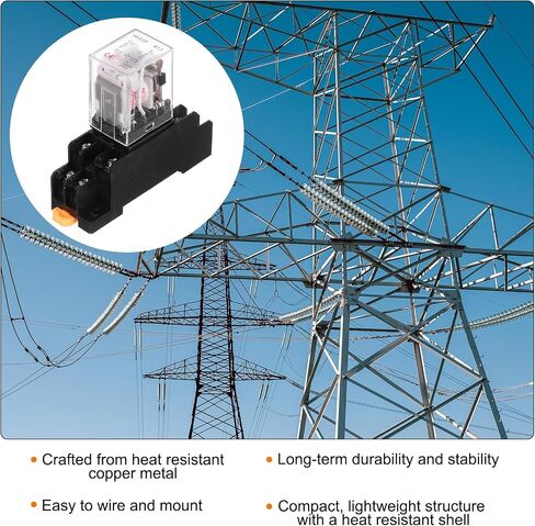 MECCANIXITY 6Pcs DC 24V Electromagnetic Power Relay, 8-Pin 5A Power Coil Relay with LED Indicator and Socket Base DPDT 2NO 2NC - MY2NJ for Industrial, Home Appliances and DIN Rail System in Saudi Arabia