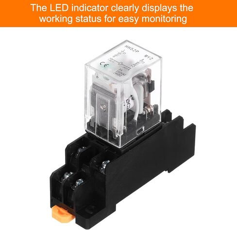 MECCANIXITY 6Pcs DC 24V Electromagnetic Power Relay, 8-Pin 5A Power Coil Relay with LED Indicator and Socket Base DPDT 2NO 2NC - MY2NJ for Industrial, Home Appliances and DIN Rail System in Saudi Arabia