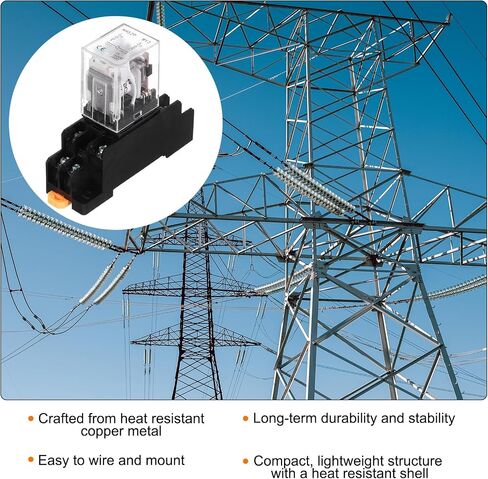 MECCANIXITY 6Pcs DC 24V Electromagnetic Power Relay, 8-Pin 5A Power Coil Relay with LED Indicator and Socket Base DPDT 2NO 2NC - MY2NJ for Industrial, Home Appliances and DIN Rail System in Saudi Arabia