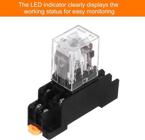 Meccanixity 6pcs DC 24V التتابع الطاقة الكهرومغناطيسية ، ترحيل لفائف الطاقة 8 -Pin 5A مع مؤشر LED وقاعدة المقبس DPDT 2NO 2NC - MY2NJ للأجهزة الصناعية والمنزل ونظام السكك الحديدية DIN in Saudi Arabia