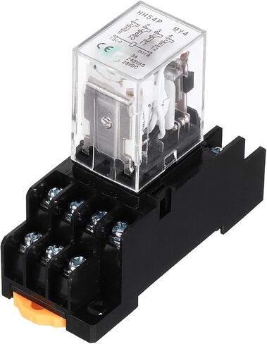 MECCANIXITY 1Pcs DC 24V Electromagnetic Power Relay, 14-Pin 3A Power Coil Relay with LED Indicator and Socket Base DPDT 4NO 4NC - MY4NJ for Industrial, Home Appliances and DIN Rail System in Kuwait