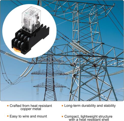 MECCANIXITY 1Pcs DC 24V Electromagnetic Power Relay, 14-Pin 3A Power Coil Relay with LED Indicator and Socket Base DPDT 4NO 4NC - MY4NJ for Industrial, Home Appliances and DIN Rail System in Kuwait