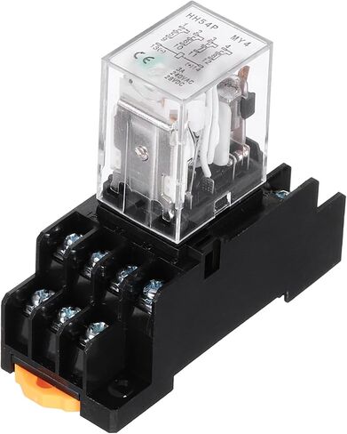 MECCANIXITY 1Pcs DC 24V Electromagnetic Power Relay, 14-Pin 3A Power Coil Relay with LED Indicator and Socket Base DPDT 4NO 4NC - MY4NJ for Industrial, Home Appliances and DIN Rail System in Kuwait