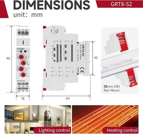 Multifunction Time Relay, 16A Delay ON Off GRT8-M1 AC DC 12-240V with 10 Relay Timer Control Delay Function Mode DIN Rail Electronic Relays of Wide Time Delay Range for 0.1 Seconds to 10 Days in Kuwait