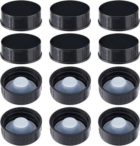 SUPERFINDINGS 30Pcs 32.5mm Plastic Labware Caps Black Leakproof Lid Caps Poly Seal Screw Caps Tooth Bottle Cap with Hopper Inner Plug for Essential Oil Empty Refillable Vial in Saudi Arabia