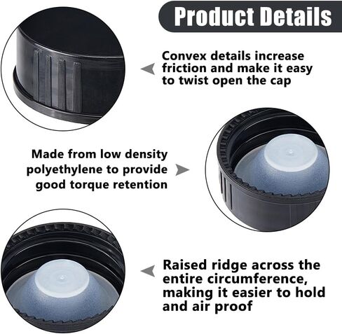 SUPERFINDINGS 30Pcs 32.5mm Plastic Labware Caps Black Leakproof Lid Caps Poly Seal Screw Caps Tooth Bottle Cap with Hopper Inner Plug for Essential Oil Empty Refillable Vial in Saudi Arabia
