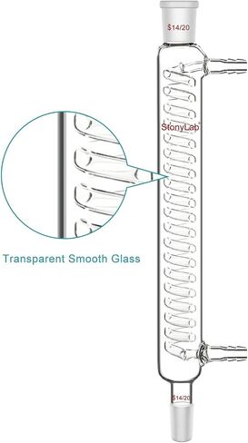 stonylab Graham Condenser, 7.87 inch Small Cooling Path, 14/20 Joint, Laboratory Glassware for Precise Microscale Condensation and Reflux Processes in Saudi Arabia