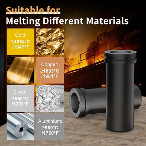 Nelyrho High Purity Graphite Crucible, 3kg High-Temperature Resistant Crucibles for Melting Metal Gold, Silver, Copper, Compatible with Electric Furnaces, Metal Casting & Refining in Kuwait