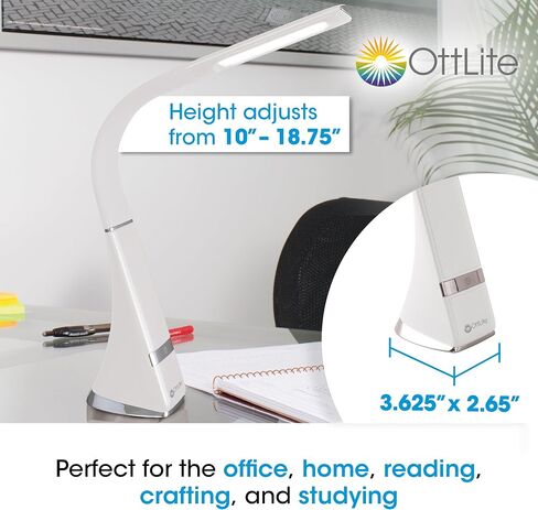 Ottlite Recharge LED Desk Lamp مع تقنية LED Clearsun - محمولة وقابلة للذات ومرنة - مصباح مهام سهل السفر مع بطارية قابلة لإعادة الشحن - للمنزل والقراءة والمكاتب والمساكن الكلية in Kuwait