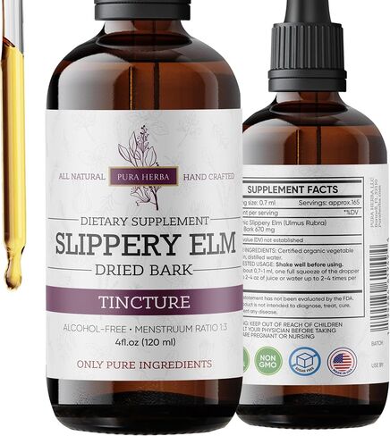 Slippery Elm Liquid Tincture – Alcohol-Free, Vegan – Organic Slippery Elm Bark Extract – Made in USA – 2 Fl Oz in Saudi Arabia