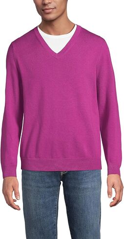 Lands' End Men's Fine Gauge Cotton V Neck Sweater in Kuwait