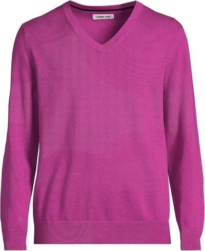 Lands' End Men's Fine Gauge Cotton V Neck Sweater in Kuwait
