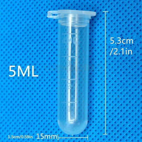 50x 5ml Plastic Centrifuge Lab Test Tube Vial Sample Container Bottle with Cap in Saudi Arabia