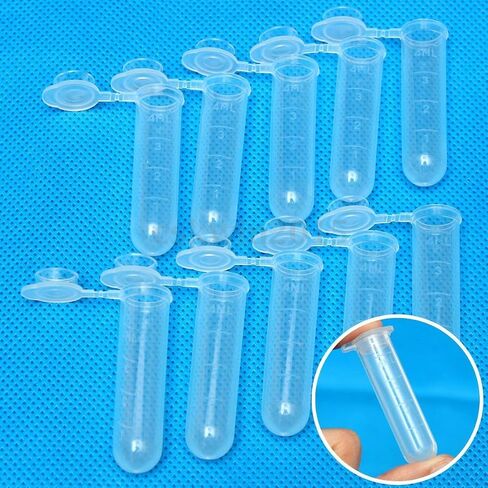 50x 5ml Plastic Centrifuge Lab Test Tube Vial Sample Container Bottle with Cap in Saudi Arabia