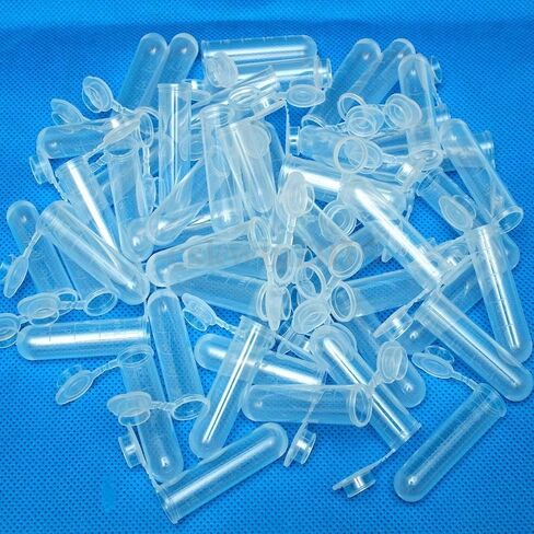 50x 5ml Plastic Centrifuge Lab Test Tube Vial Sample Container Bottle with Cap in Saudi Arabia