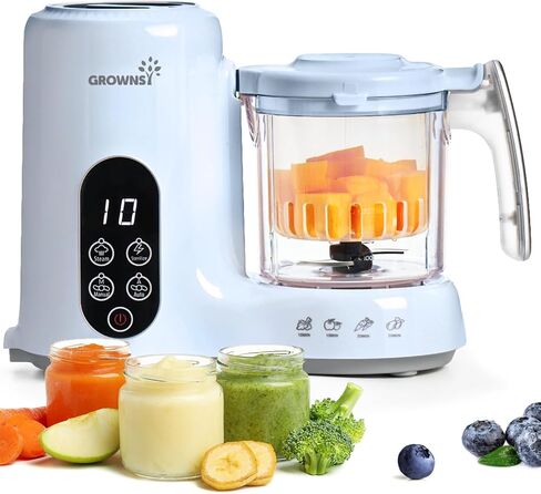 GROWNSY Baby Food Maker with Steam Basket, One Step Baby Food Processor Steamer Puree Blender Grinder Mills Machine, Auto Cooking Grinding and Sterili-zing for Healthy Homemade Baby Food, BPA-Free in Saudi Arabia