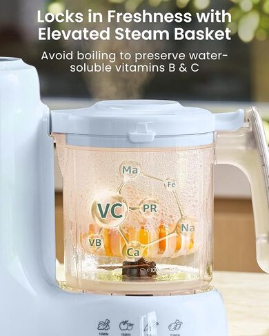 GROWNSY Baby Food Maker with Steam Basket, One Step Baby Food Processor Steamer Puree Blender Grinder Mills Machine, Auto Cooking Grinding and Sterili-zing for Healthy Homemade Baby Food, BPA-Free in Saudi Arabia