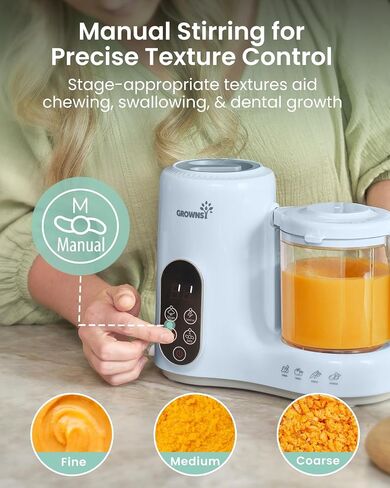 GROWNSY Baby Food Maker with Steam Basket, One Step Baby Food Processor Steamer Puree Blender Grinder Mills Machine, Auto Cooking Grinding and Sterili-zing for Healthy Homemade Baby Food, BPA-Free in Saudi Arabia