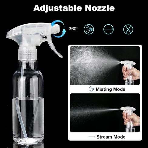 Cosywell Plastic Spray Bottles 8.8oz/260ml 2 Pack Empty Spray Bottle for Cleaning Mist/Stream Heavy Duty Water Spraying Bottle for Cooking Solutions Essential Oils Hair Care(Clear) in Kuwait