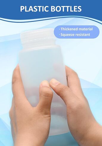 6.9 أوقية/500 مل من زجاجات بلاستيكية مع أغطية - زجاجات تخزين واسعة من الفم مقاومة للتسرب ، حاويات للتخزين السائل ، زجاجات عينة المياه ، زجاجة كاشف (2 مساءً ، أبيض) in Kuwait