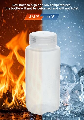 6.9 أوقية/500 مل من زجاجات بلاستيكية مع أغطية - زجاجات تخزين واسعة من الفم مقاومة للتسرب ، حاويات للتخزين السائل ، زجاجات عينة المياه ، زجاجة كاشف (2 مساءً ، أبيض) in Kuwait