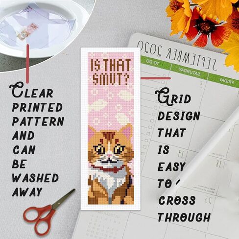 BEUNITONE 6 Pcs Highland Cow Cross Stitch Bookmark Kit for Beginner Stamped Embroidery Kit 8''2.4'' in Saudi Arabia