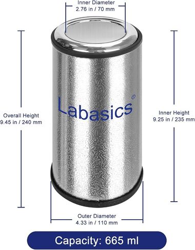 Labasics Lab Dewar Flask, High Borosilicate Glass Vacuum Silvered Liner, Tall Flask, 350 ml Capacities, Ideal for Dry Ice and Liquid Nitrogen Storage in Saudi Arabia