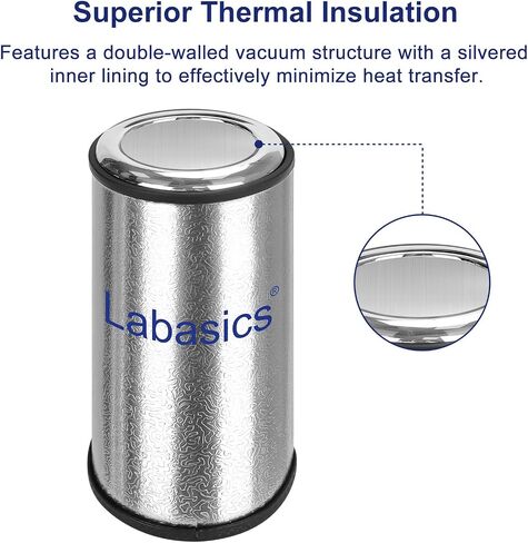 Labasics Lab Dewar Flask, High Borosilicate Glass Vacuum Silvered Liner, Tall Flask, 350 ml Capacities, Ideal for Dry Ice and Liquid Nitrogen Storage in Saudi Arabia