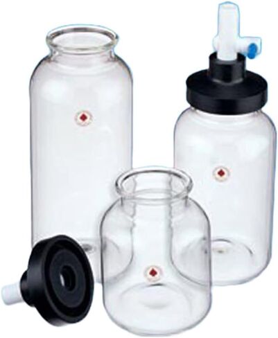 7035-46 قارورة تجميد تجميد تجميد مع غطاء مطاطي خطي و 1/2 بوصة محول اتصال متعددة من OD PTFE ، 600 مل ، ارتفاع 144 مم ، 53 مم معرف الرقبة ، 100 ملم الجسم OD in Saudi Arabia