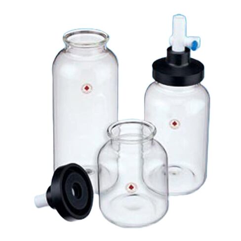 7035-36 Freeze Dry Specialty Flask with Snap-on Rubber Cap and 3/4" OD PTFE Valved Manifold Connection Adapter, 300 mL, 156 mm Height, 53 mm ID Neck, 60 mm Body OD in Saudi Arabia