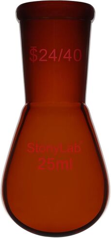 stonylab Amber Borosilicate Glass 100 ml Heavy Wall Single Neck Recovery Flask with 24/40 Outer Joint, Ideal for Rotary Evaporation, Distillation, and Lab Applications in Saudi Arabia