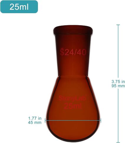 stonylab Amber Borosilicate Glass 100 ml Heavy Wall Single Neck Recovery Flask with 24/40 Outer Joint, Ideal for Rotary Evaporation, Distillation, and Lab Applications in Saudi Arabia